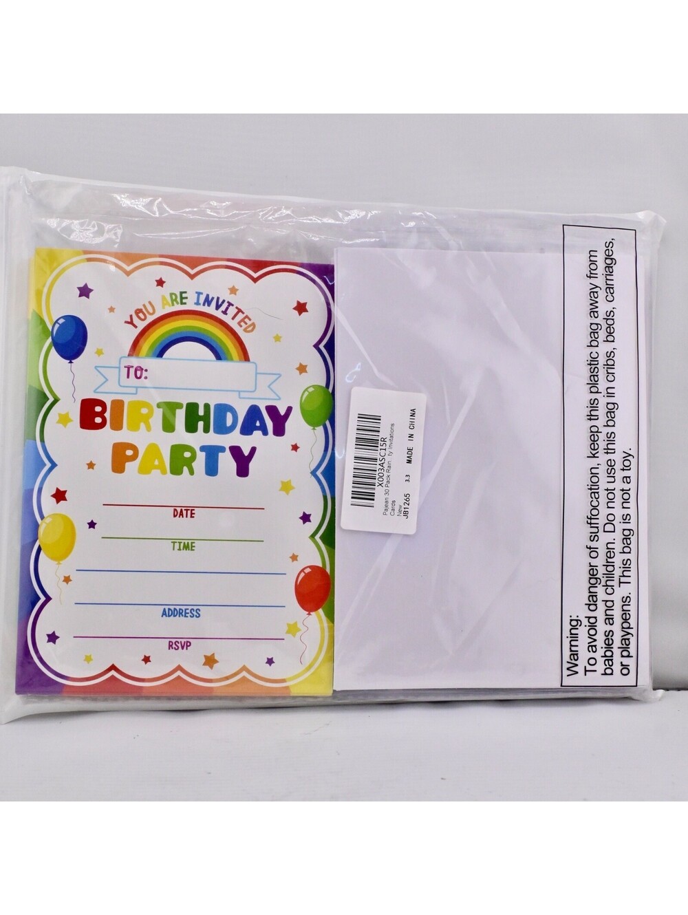 30 Pack Birthday Party Invitations for Kids Boys Girls – 5x7 Rainbow Birthday...